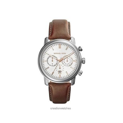 michael kors landaulet chronograph brown leather strap watch mk8372|Men's Michael Kors Pennant Luggage Chronograph Watch MK8372.